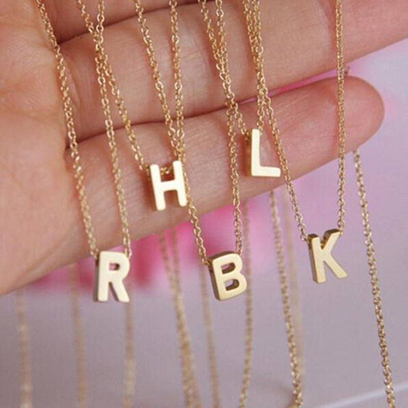 New Stainless Steel Gold-plated Necklace Letter Pendant Jewelry