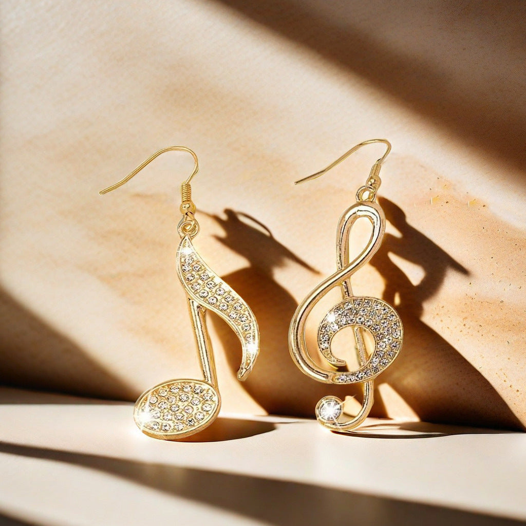 Creative asymmetrical fashion earrings with musical notes earrings