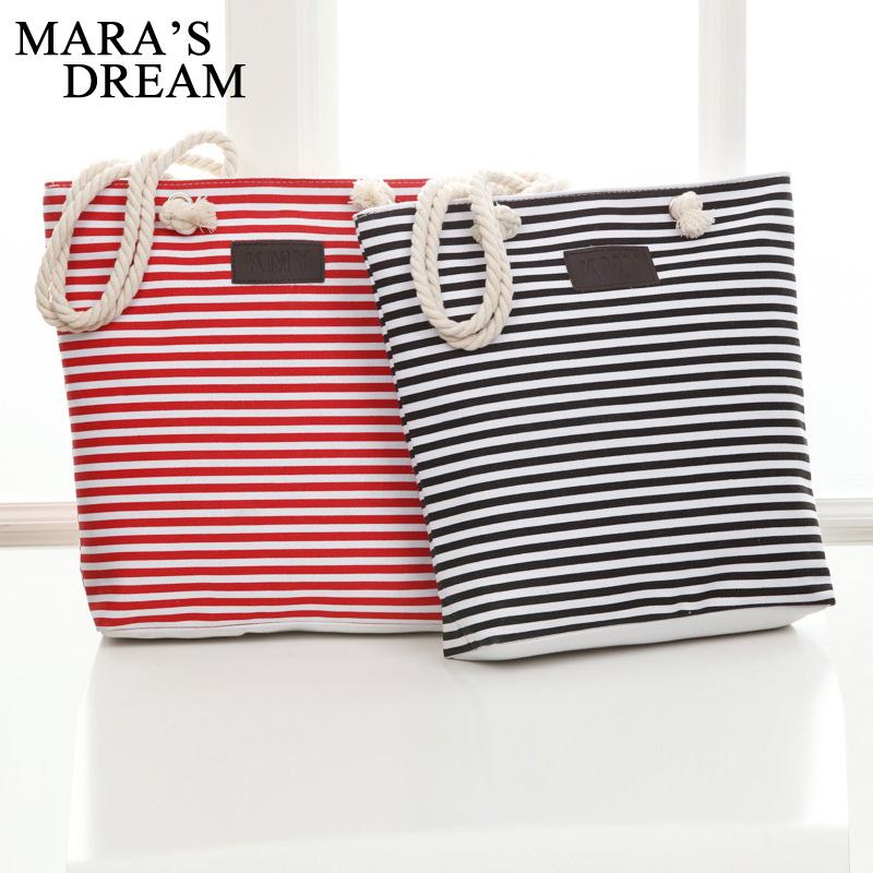 Canvas Stripe Women Zipper Handbag