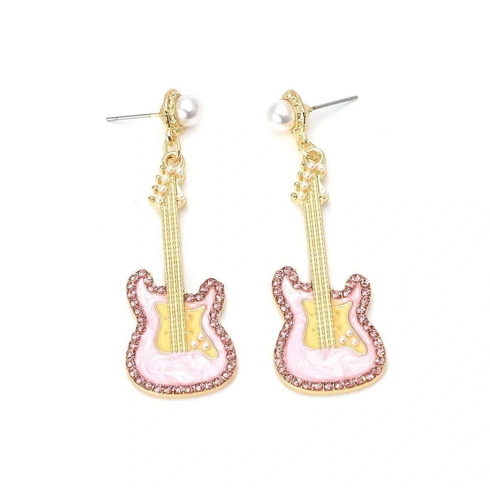 Diamond Guitar Earrings