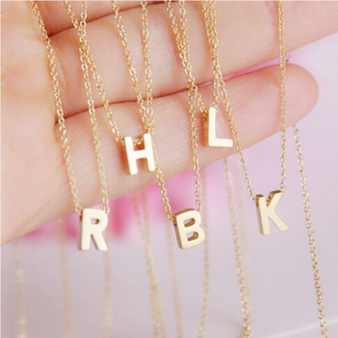 New Stainless Steel Gold-plated Necklace Letter Pendant Jewelry
