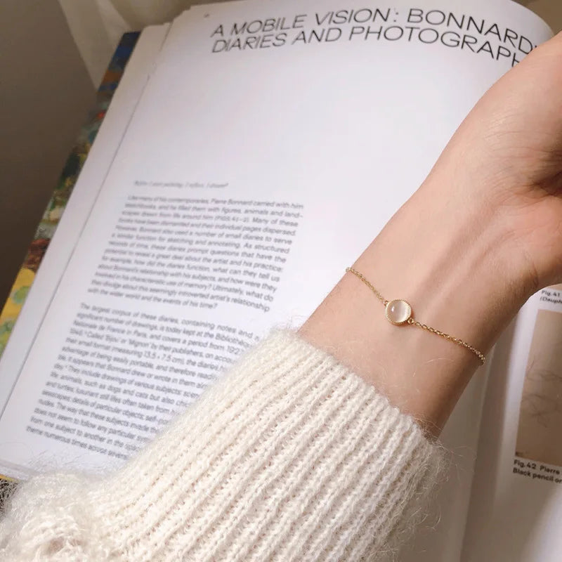 925 Sterling Silver White Bracelet for Girl Simple INS 18k Gold Plated Bracelet Fine Jewelry