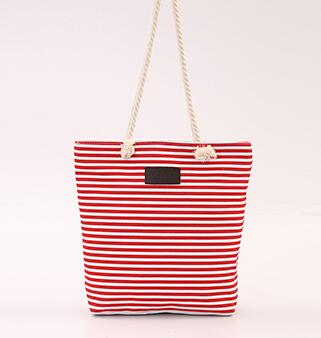 Canvas Stripe Women Zipper Handbag