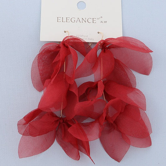 Tassel Earrings Long layered Flower Gold Hook Earrings