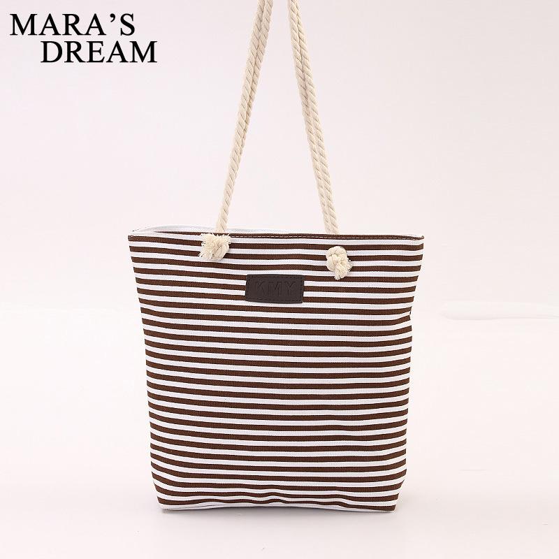 Canvas Stripe Women Zipper Handbag