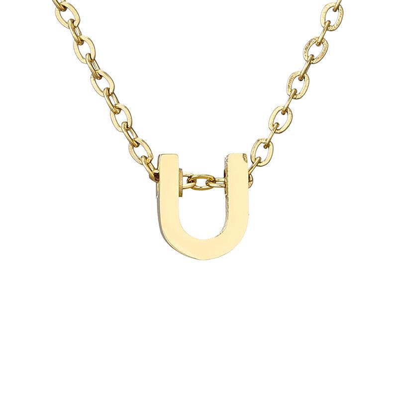 New Stainless Steel Gold-plated Necklace Letter Pendant Jewelry