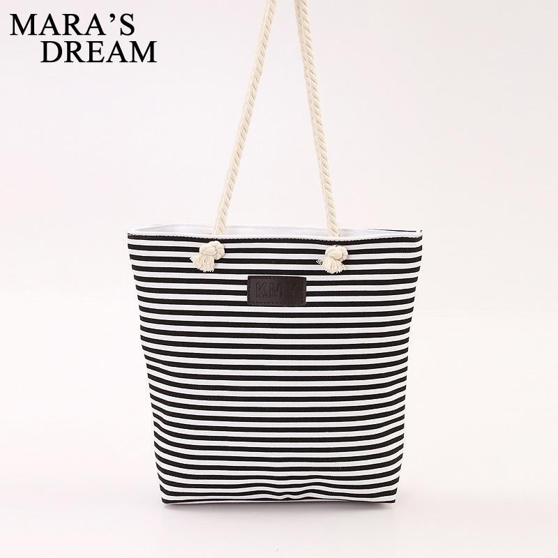 Canvas Stripe Women Zipper Handbag