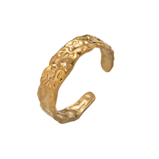 Uneven magma surface curved pipe niche design versatile and atmospheric ancient method opening unisex jewelry
