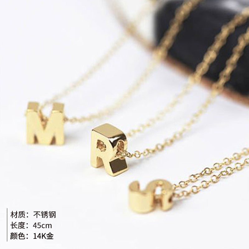New Stainless Steel Gold-plated Necklace Letter Pendant Jewelry