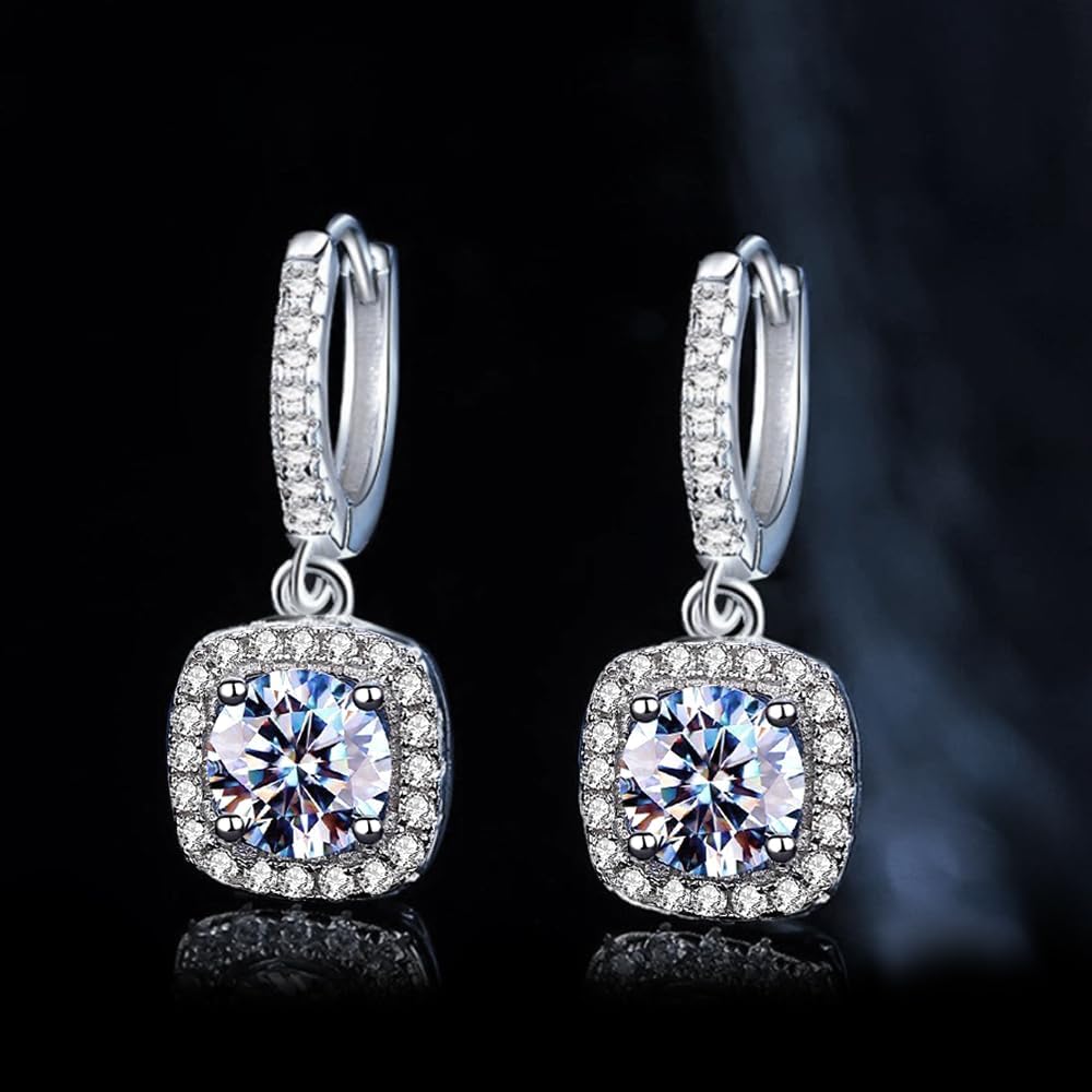 örhängen, 1 karat moissanit diamanter