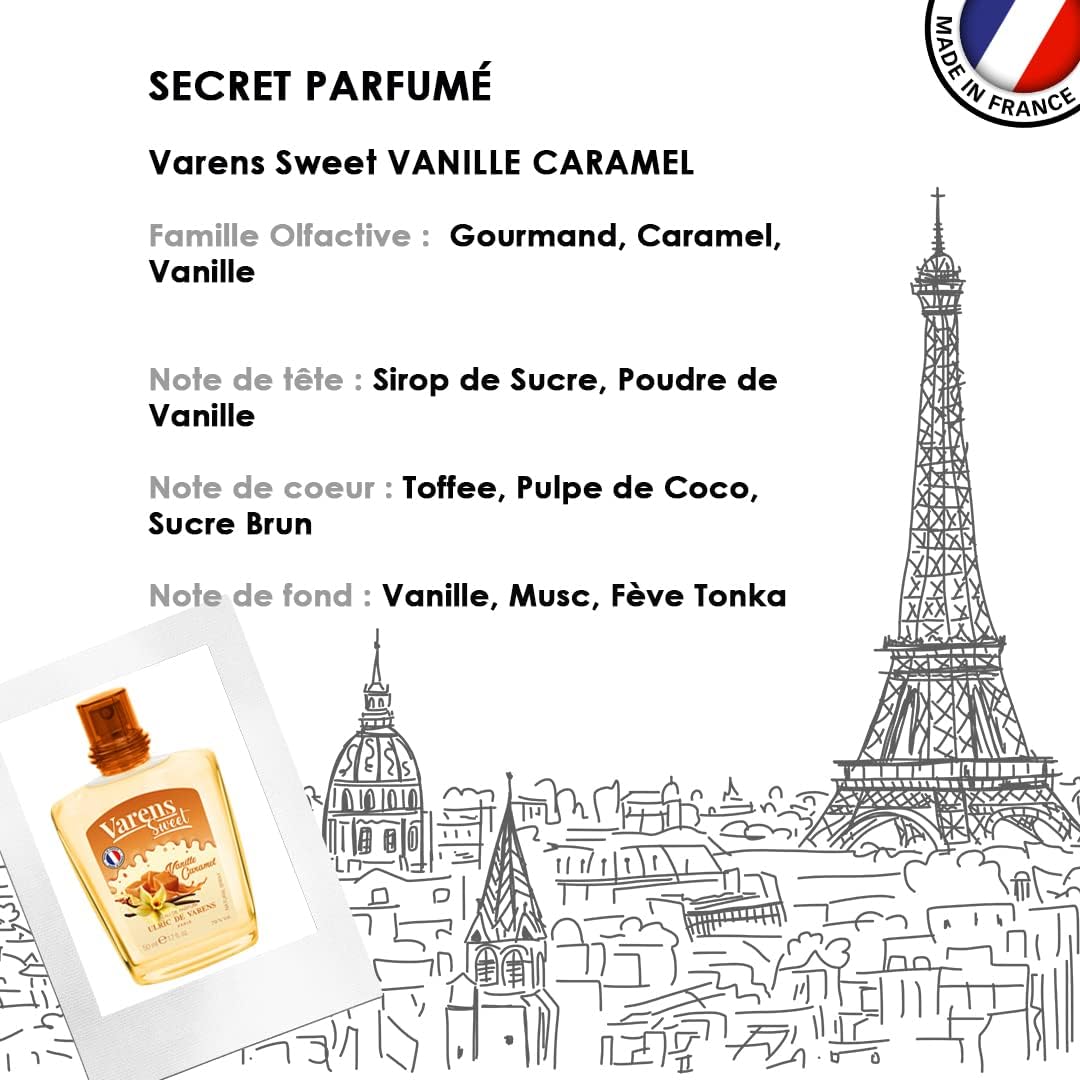 Eau de Parfum Varens Sweet Vanilla Caramel - Gourmand, Caramel, Vanilla - Women's Perfume - Spray - Made in France - 50 ml