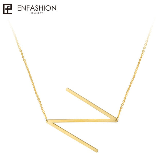 Letter necklace 24K gold-plated stainless steel jewelry