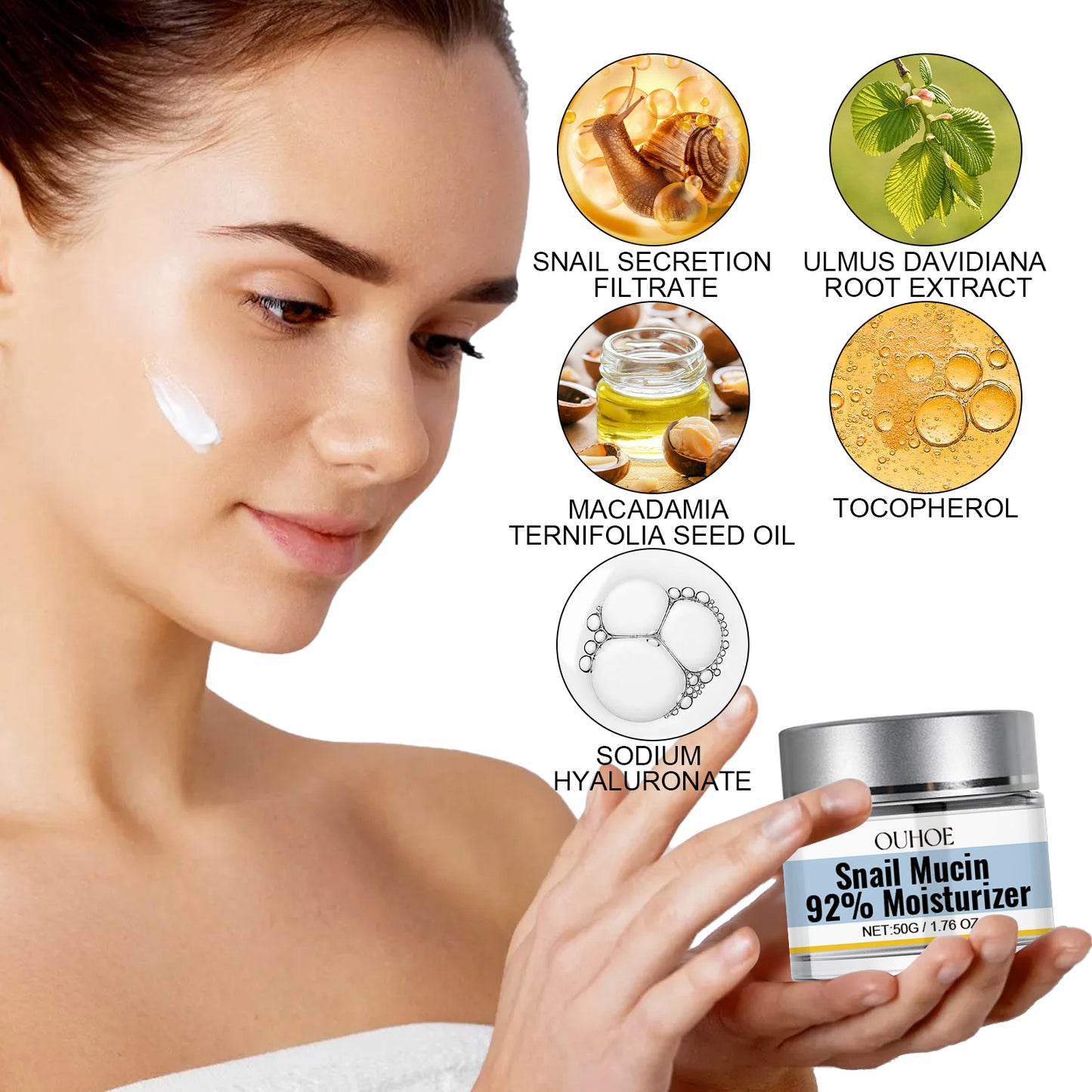 Snail Mucin 92% Moisturizer, Moisturizing And Smoothing Facial Wrinkles Firming And Elastic Skin Care Cream