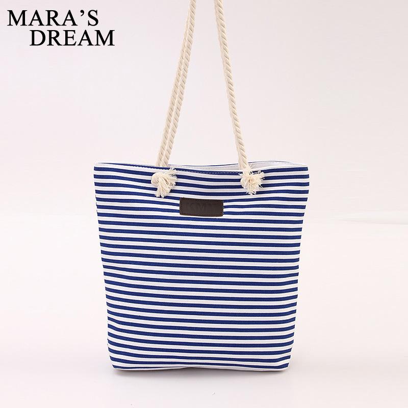 Canvas Stripe Women Zipper Handbag