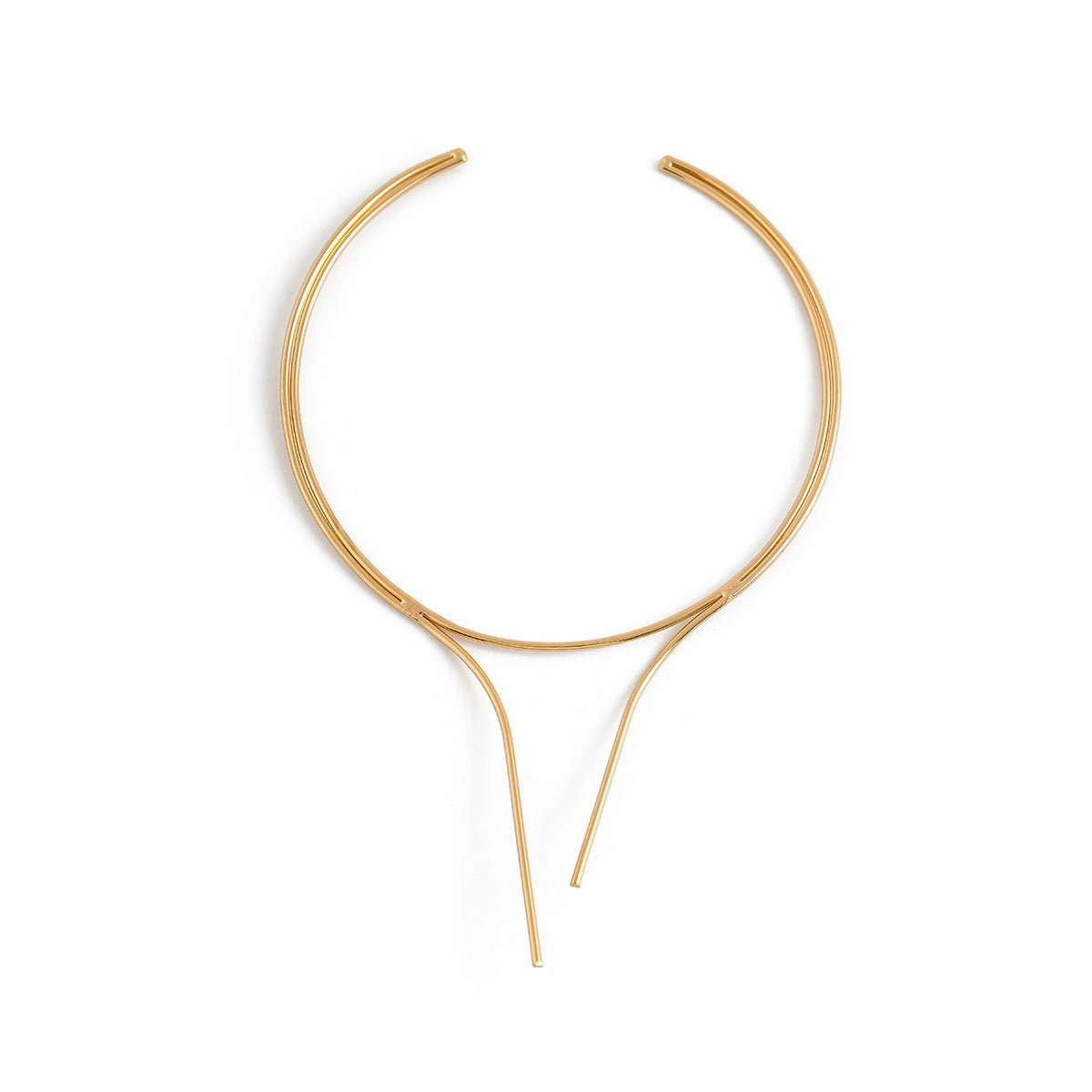Smooth plain circle double-layer V-shaped choker