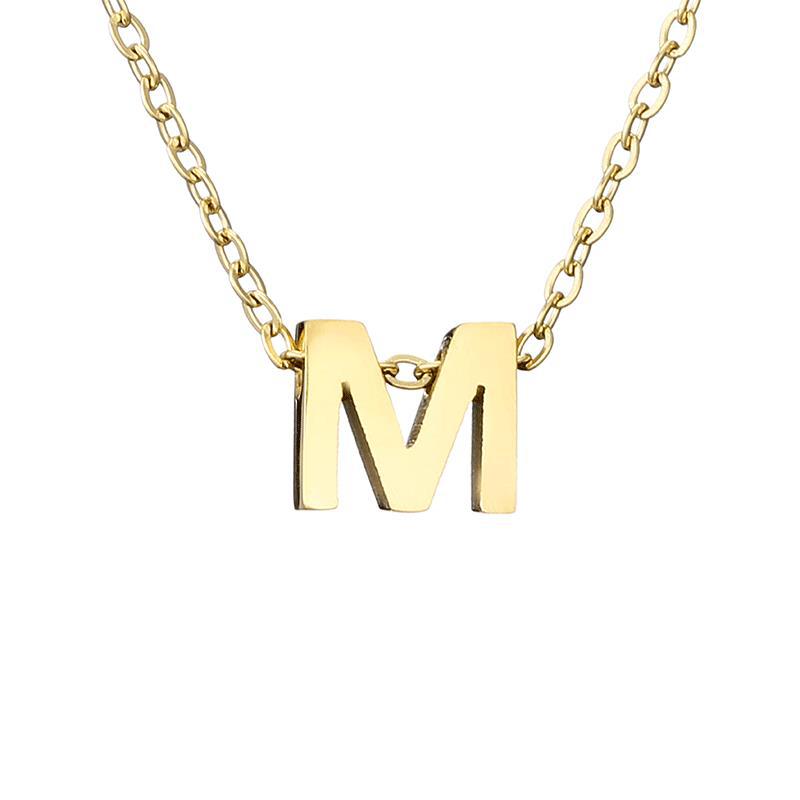 New Stainless Steel Gold-plated Necklace Letter Pendant Jewelry