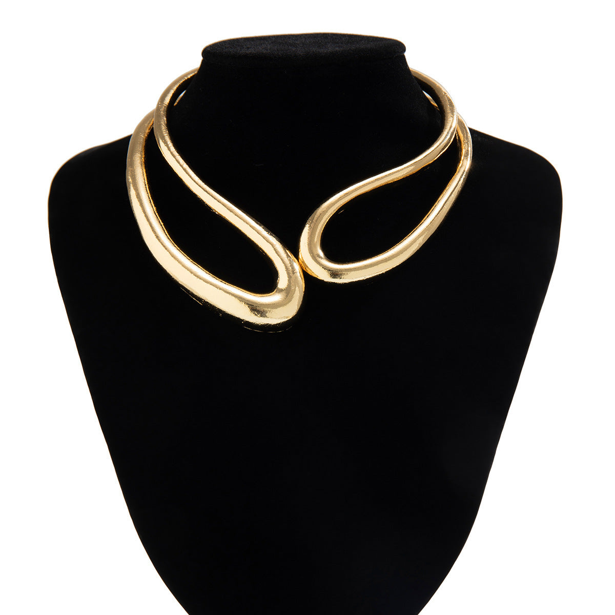 Exaggerated alloy twisted double-layer collar, sweet and cool style, minimalist choker bracelet
