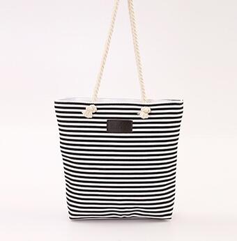 Canvas Stripe Women Zipper Handbag