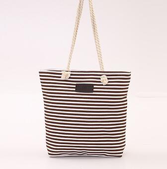 Canvas Stripe Women Zipper Handbag
